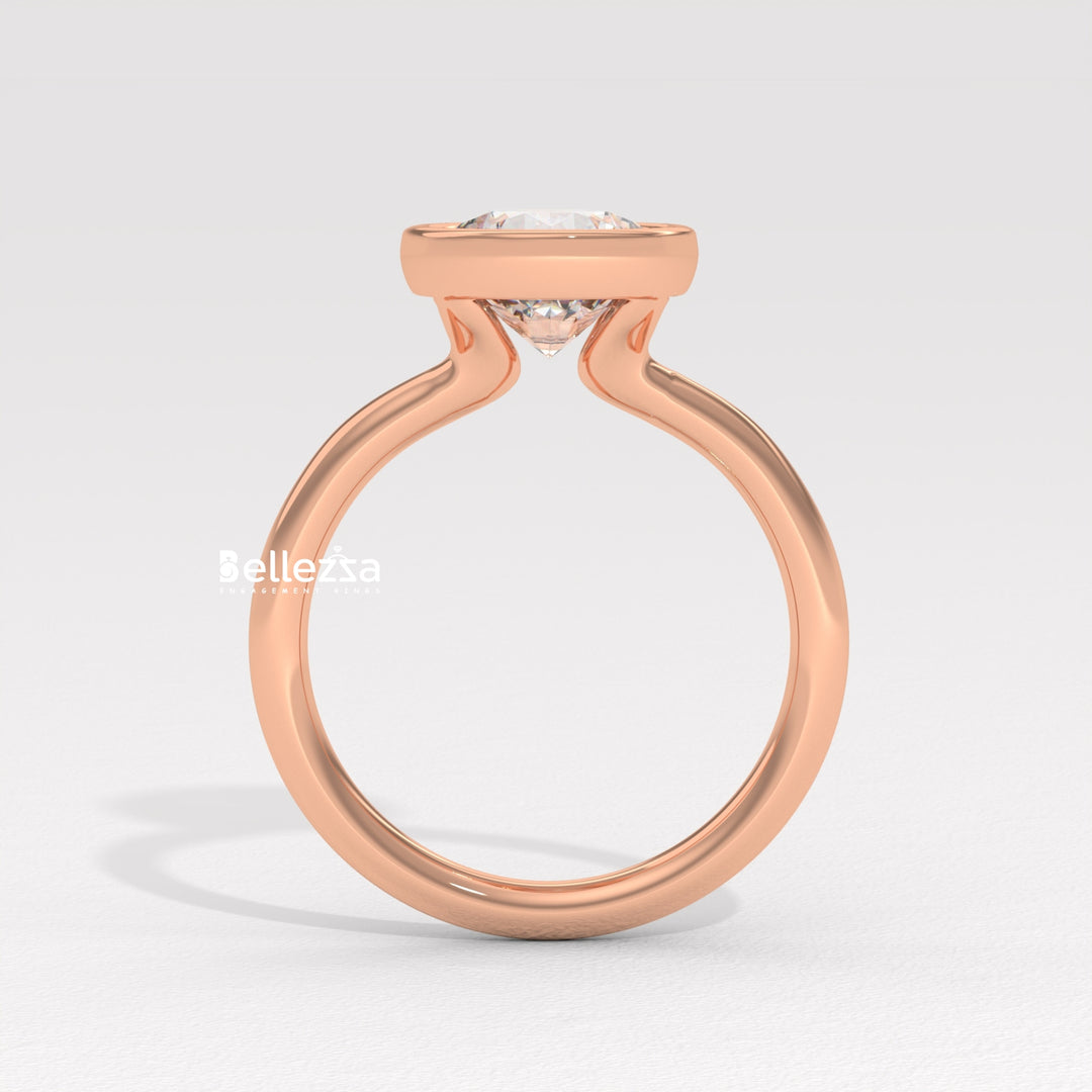 1.50-2.50CT Round Diamond Bezel Setting Lab Grown Engagement Ring