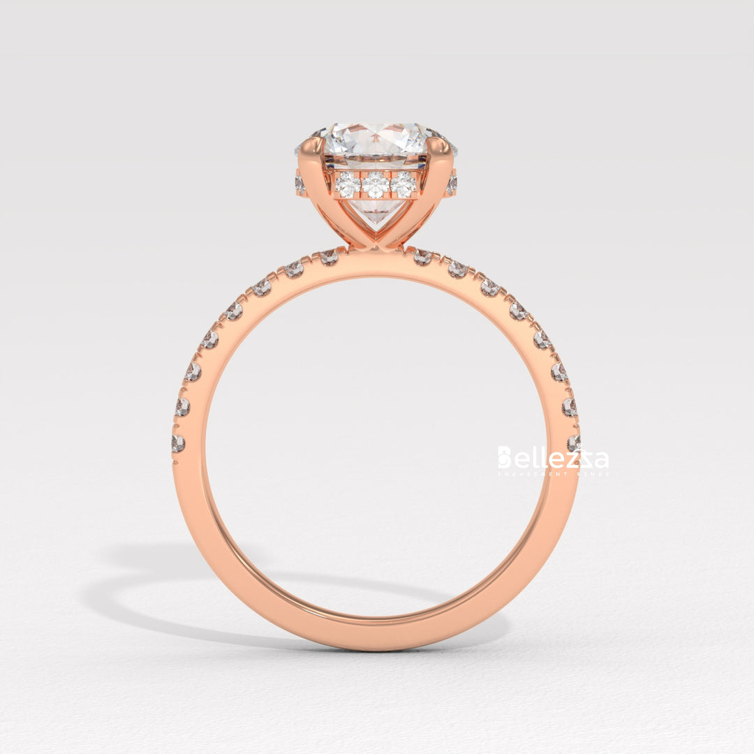 1.50-2.50CT Round Diamond Hidden Halo Pave Setting Lab Grown Ring