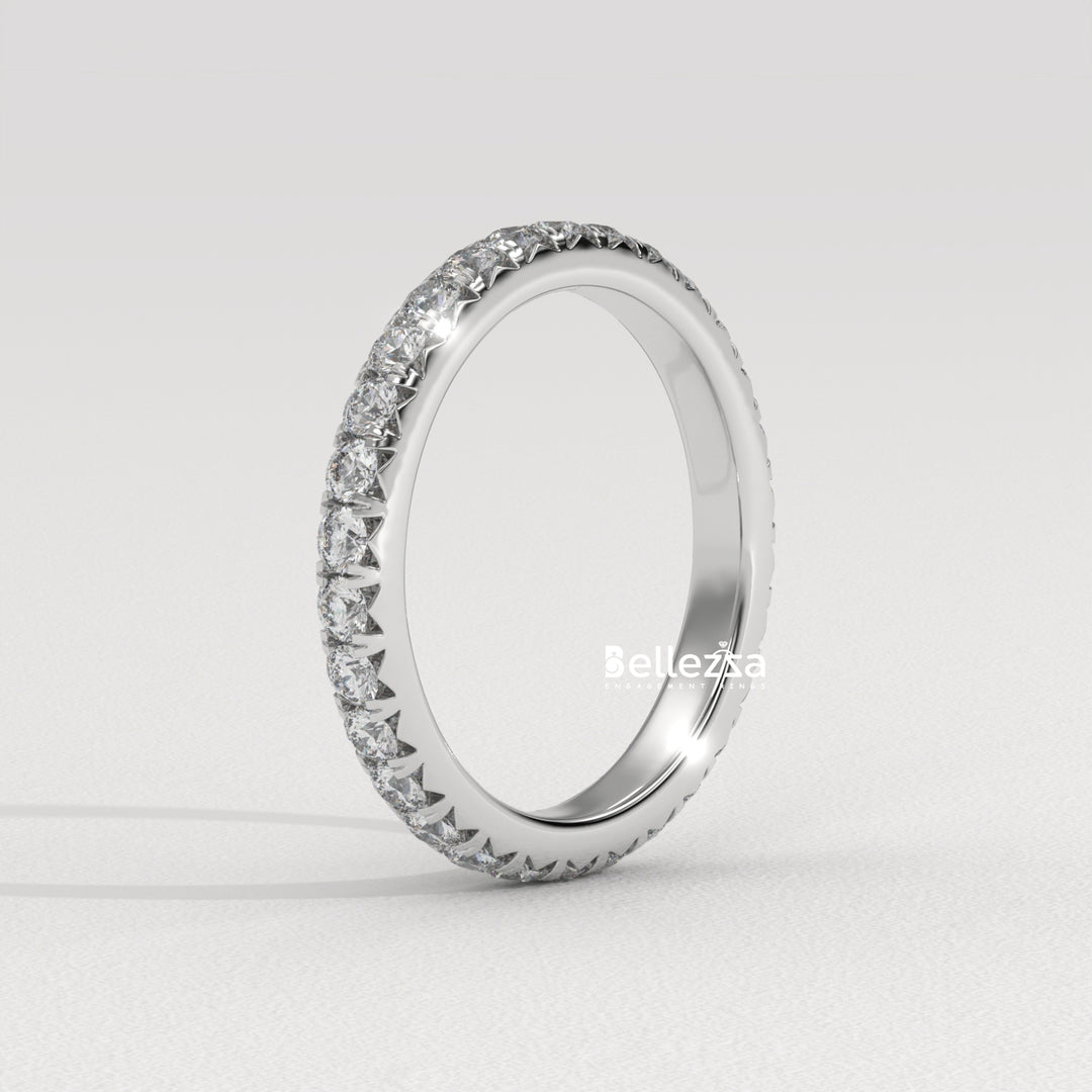 Round Dimaond Pave Setting Eternity Lab Grown Wedding Band