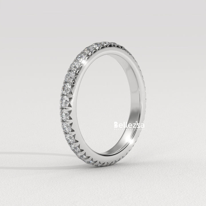 Round Dimaond Pave Setting Eternity Lab Grown Wedding Band