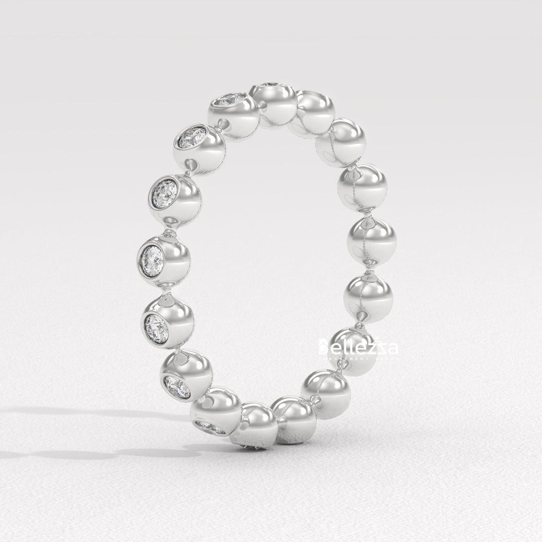 Round Diamond Bezel Setting Eternity Lab Grown Wedding Band