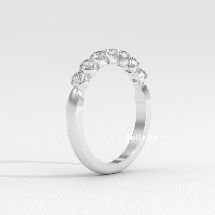 Round Diamond Half Eternity Pave Setting Lab Grown Wedding Band