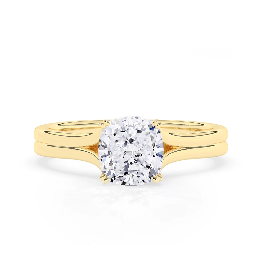 3.0 CT Elongated Cushion Cut Solitaire Split Shank Setting Moissanite Engagement Ring