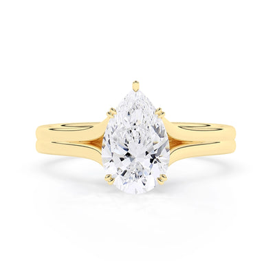 3.0 CT Pear Cut Solitaire Split Shank Setting Moissanite Engagement Ring