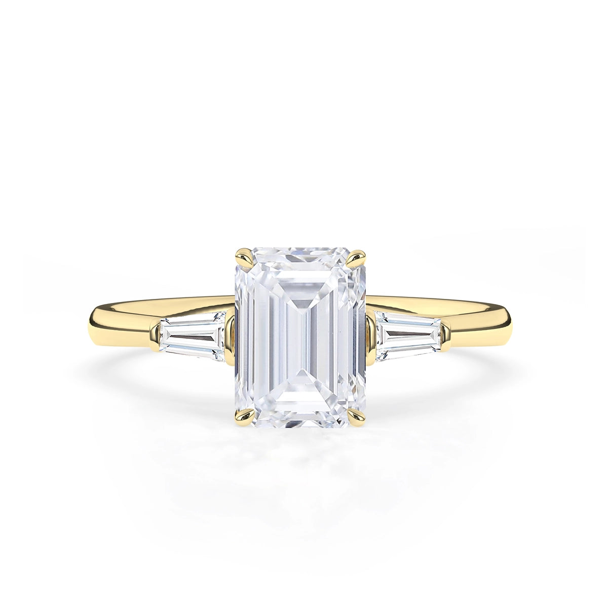 2.0 CT Emerald Cut Three Stone Moissanite Diamond Engagement Ring