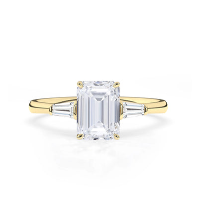 2.0 CT Emerald Cut Three Stone Moissanite Diamond Engagement Ring