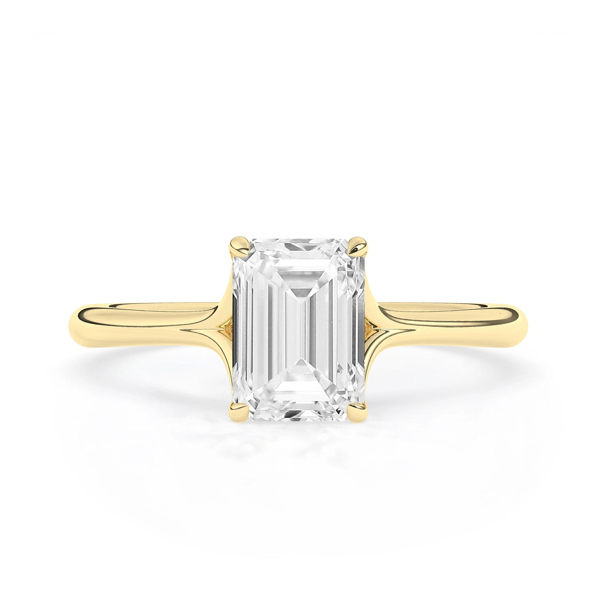 1.0 CT Emerald Cut Solitaire Moissanite Engagement Ring