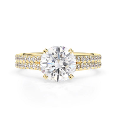 2.0 CT Round Cut Split Shank Moissanite Engagement Ring