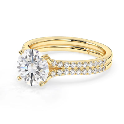 2.0 CT Round Cut Split Shank Moissanite Engagement Ring