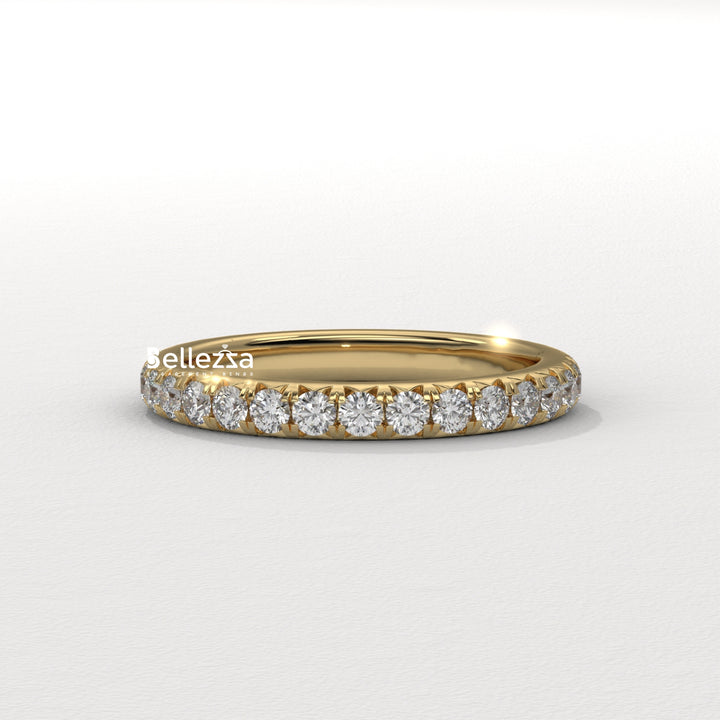 Round Dimaond Pave Setting Eternity Lab Grown Wedding Band