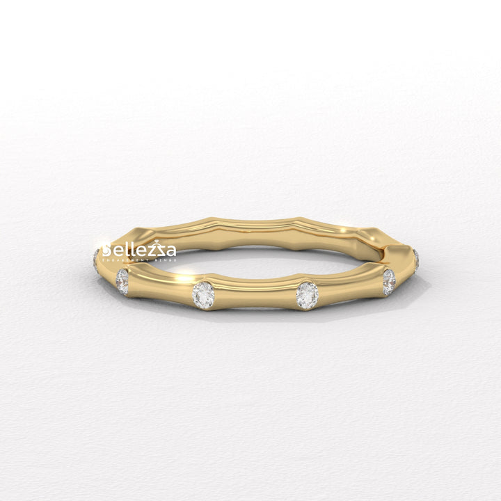 Round Diamond Petite Pave Setting Lab Grown Wedding Band
