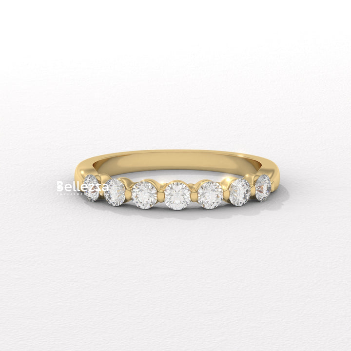 Round Diamond Half Eternity Pave Setting Lab Grown Wedding Band