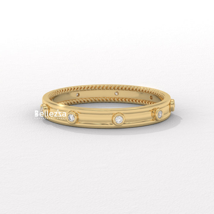 Round Diamond Unique Distance Statment Lab Grown Wedding Band