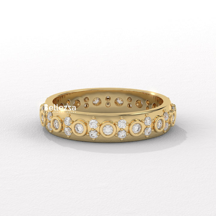 Round Diamond Cluster Setting Full Eternity Lab Grown Wedding Band