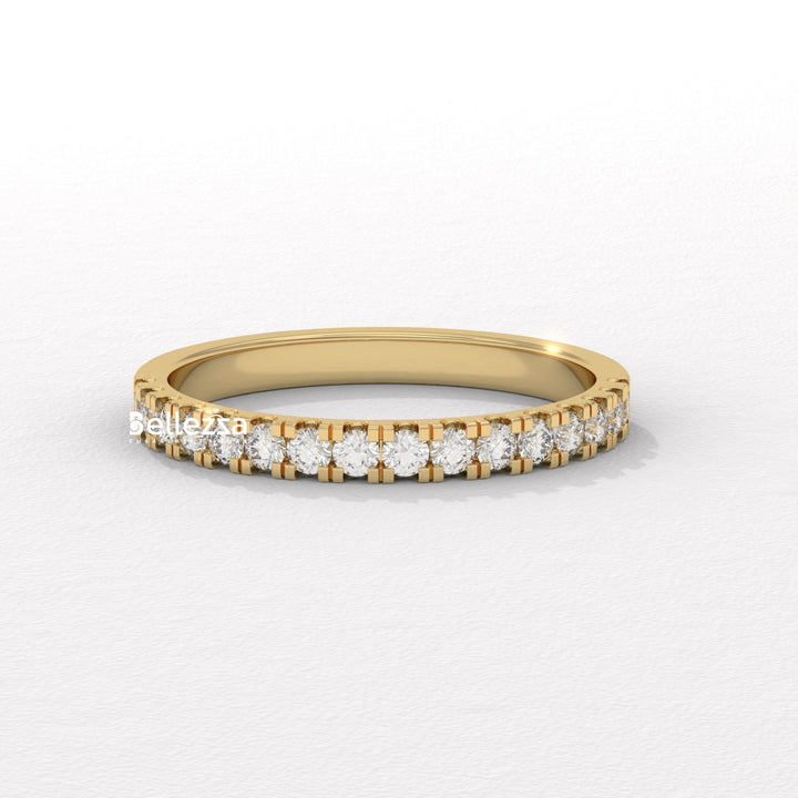 Round Diamond Pave Setting Half Eternity Lab Grown Wedding Band