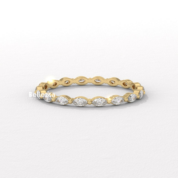 East-West Marquise Diamond Eternity Lab Grown Wedding Band
