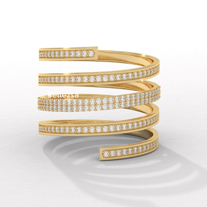 Round Diamond Spiral Style Unique Lab Grown Wedding Ring