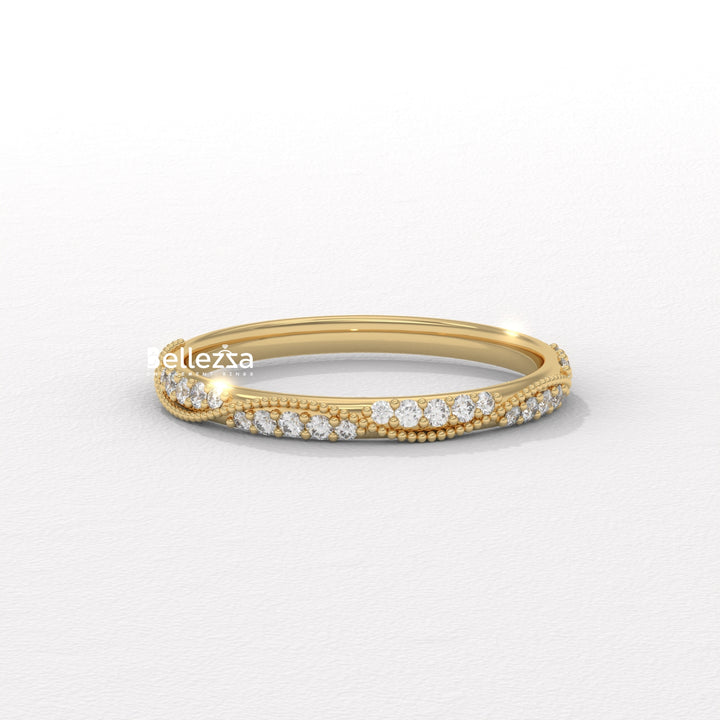 Round Diamond Vintage Style Half Eternity Lab Grown Wedding Band