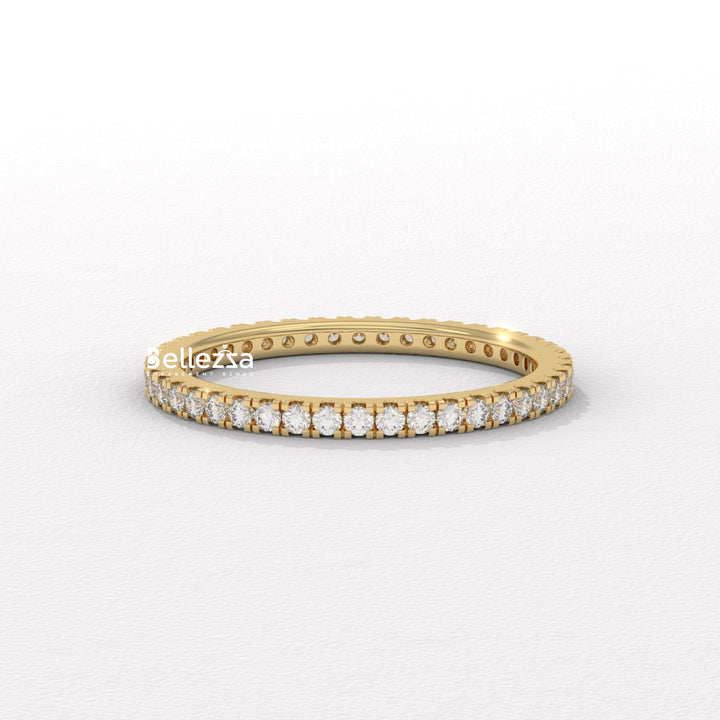 Round Diamond Pave Setting Eternity Lab Grown  Wedding Band