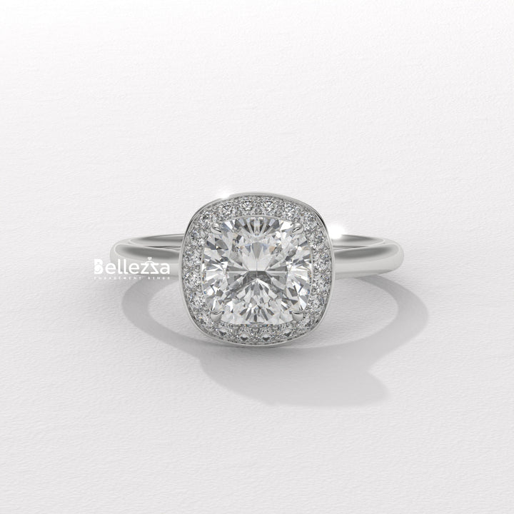 white gold cushion diamond ring