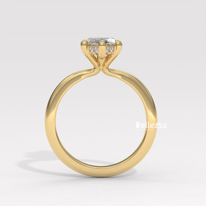 2.50-3.50CT Marquise Cut CVD Diamond Hidden Halo Engagement Ring