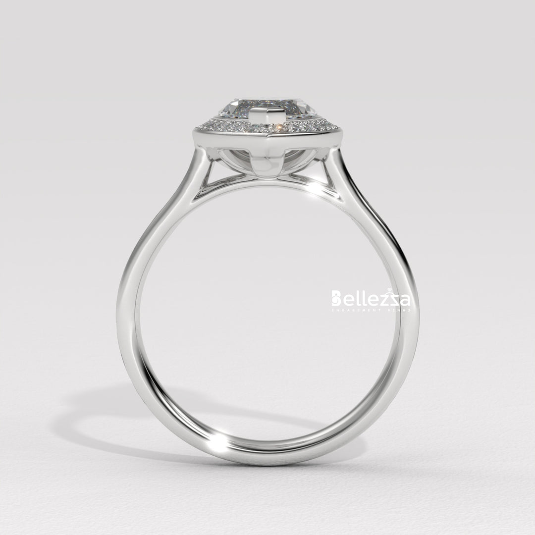 2.0-3.0CT Marquise Cut Halo Pave Setting Lab Grown Engagement Ring