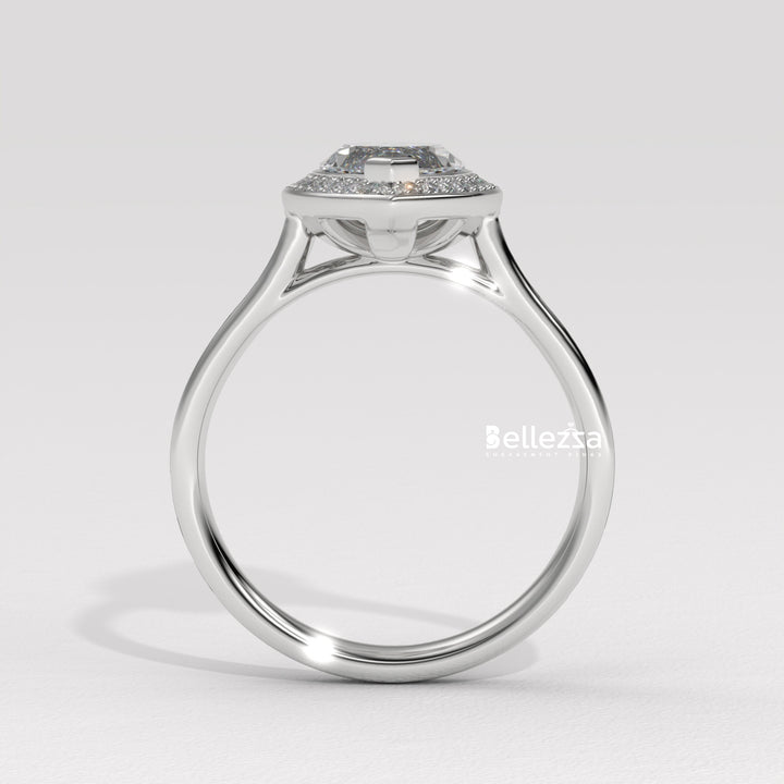 2.0-3.0CT Marquise Cut Halo Pave Setting Lab Grown Engagement Ring