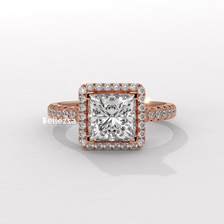 vintage halo diamond ring, modern halo engagement ring, dainty halo setting ring, elegant halo diamond ring, halo solitaire engagement ring