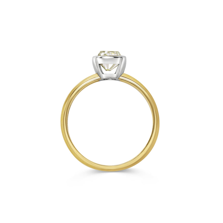 1.0CT Warm Old Mine Cushion Diamond Bezel Setting Lab Grown Ring