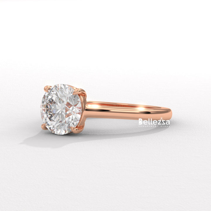 1.0-2.0CT Round Cut Hidden Diamond Lab Grown Engagement Ring
