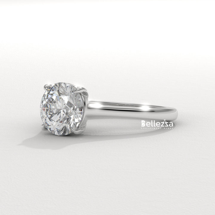 1.0-2.0CT Round Cut Hidden Diamond Lab Grown Engagement Ring