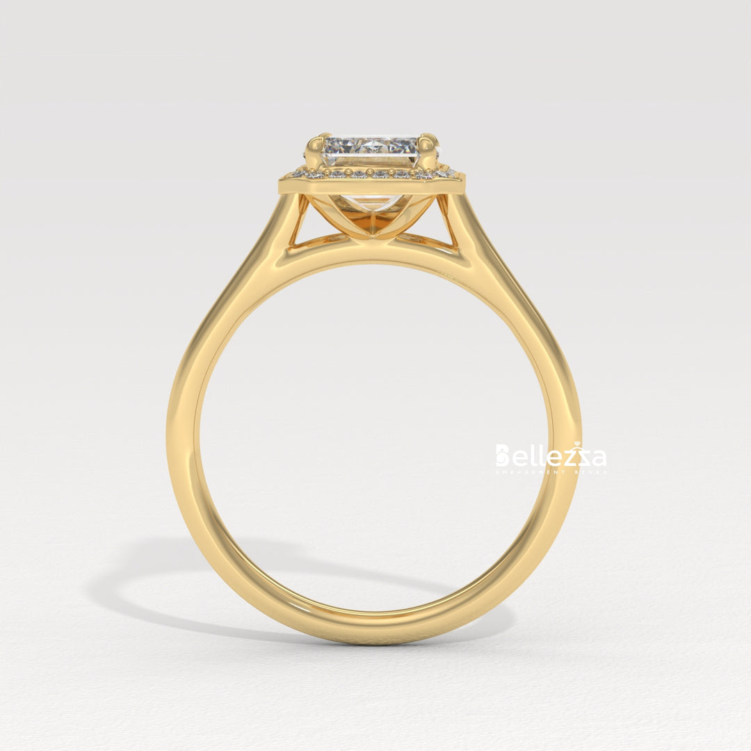1.50-2.50CT Emerald Cut Lab Grown Diamond Halo Set Engagement Ring