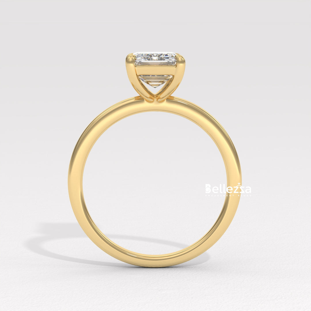 1.0-2.0CT Emerald Diamond Solitaire Setting Lab Grown Engagement Ring