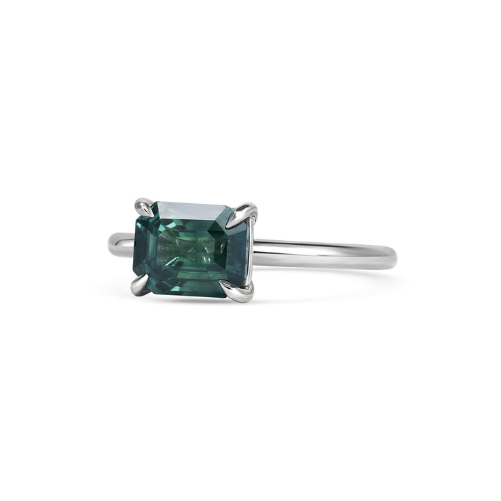 2.50CT Unheated Parti Emerald Cut Sapphire Solitaire Lab Grown Engagement Ring