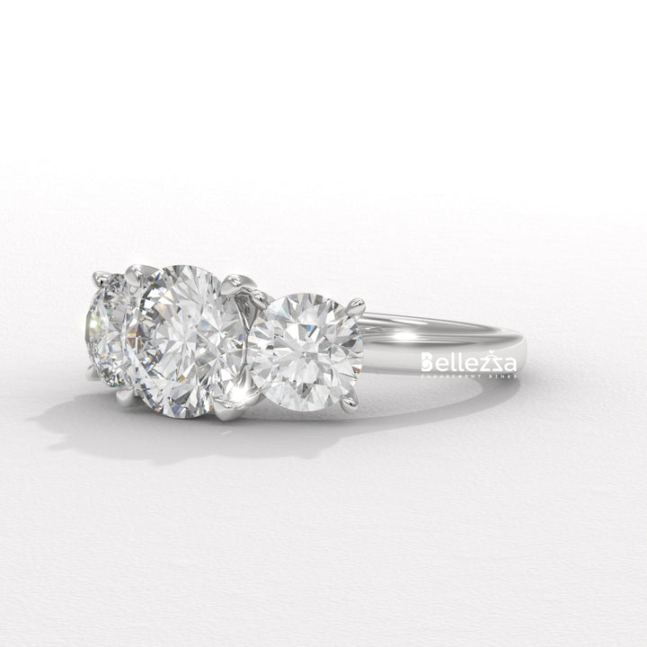 1.50-2.50CT Round Diamond Three Stone Lab Grown Engagement Ring