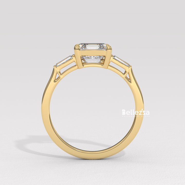 1.50-2.50CT Asscher Diamond Three Stone Lab Grown Engagement Ring