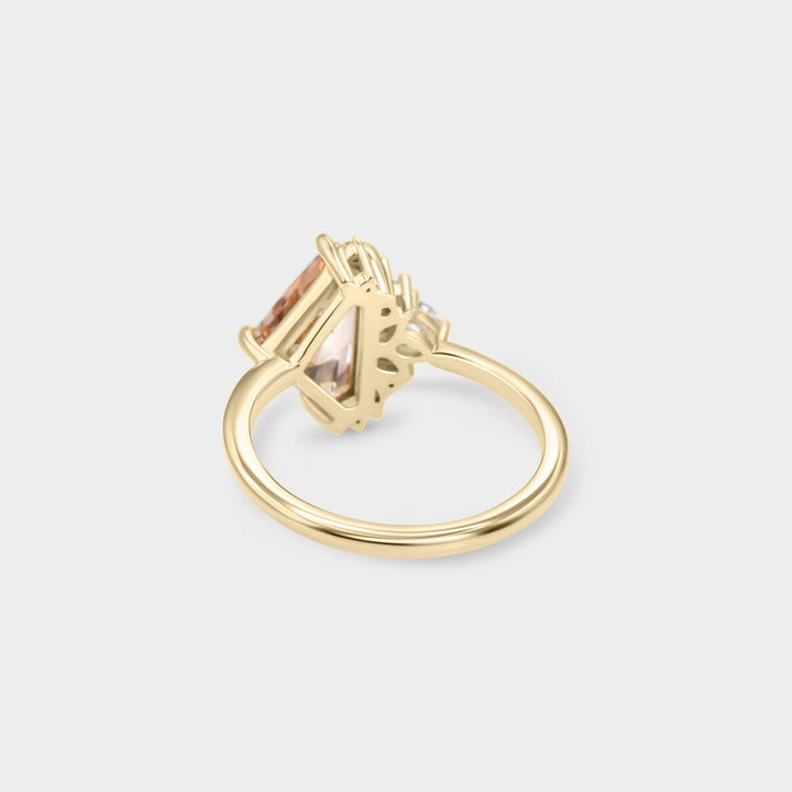 2.0CT Padparadscha Sapphire Irregular Diamond Cluster Lab Grown Ring