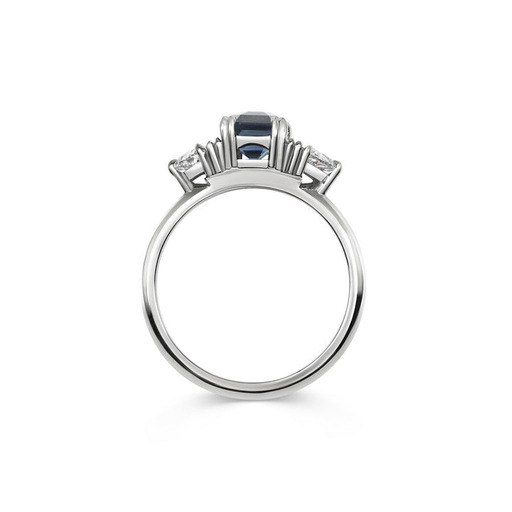 1.50CT Teal Blue Emerald Cut Three Stone Lab Grow Engagement Ring