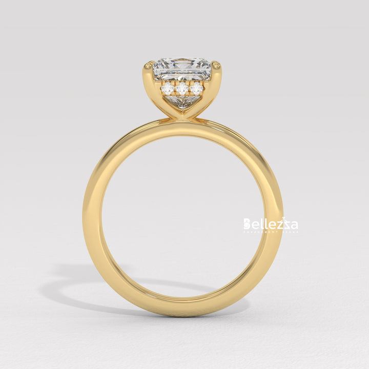 1.0-2.0CT Princess Cut CVD Diamond Hidden Halo Engagement Ring
