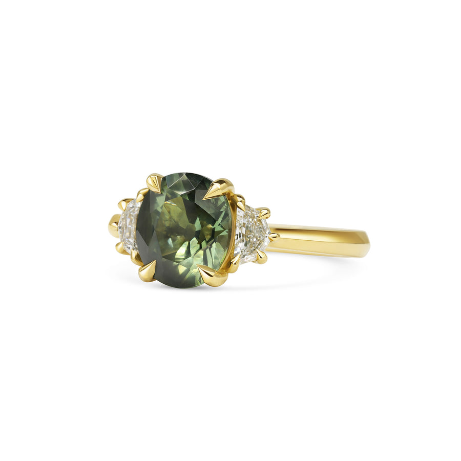 2.50CT Yellow-Green Oval Cut Three Stone Lab Grown Engagement Ring
