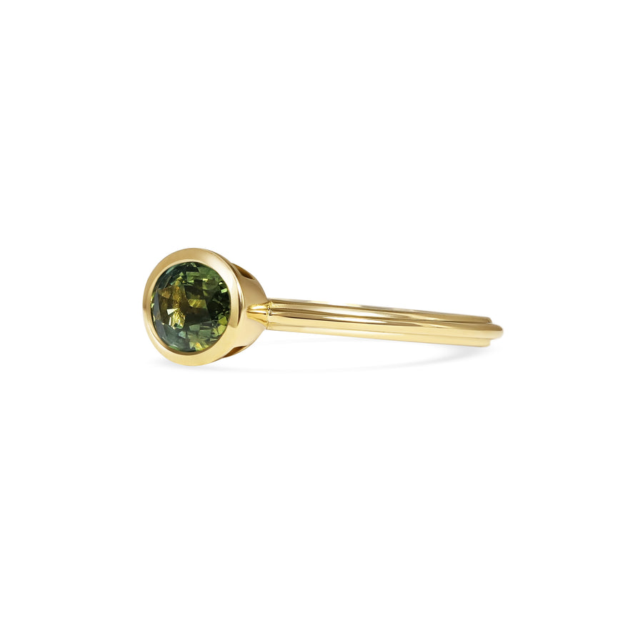 1.50CT Green Oval Cut East-West Setting Bezel Setting Lab Grown Engagement Ring
