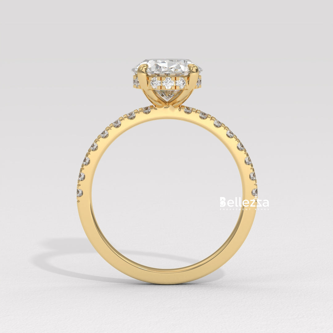 1.50-2.50CT Oval Diamond Hidden Halo Lab Grown Engagement Ring
