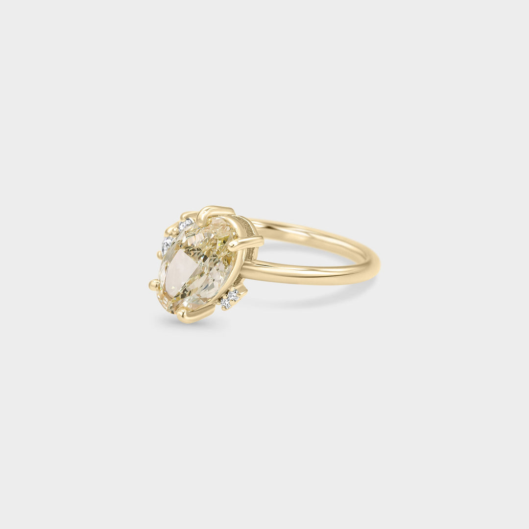 3.0CT Warm White Oval Diamond Cluster Setting Lab Grown Ring