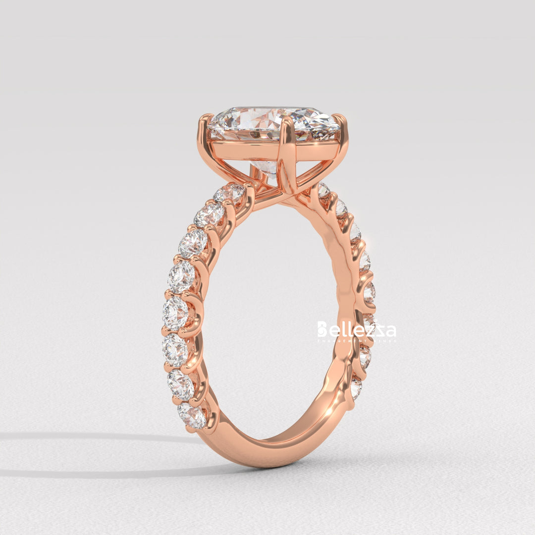 1.50-2.50CT Oval Cut Pave Setting Lab Grown Engagement Ring