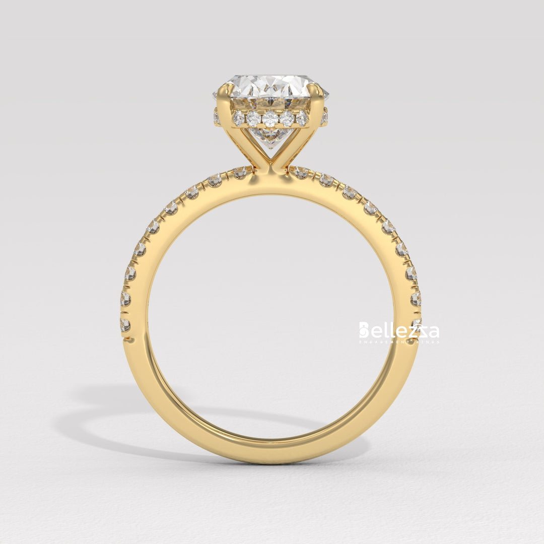 1.50-2.50CT Oval Diamond Pave Setting Lab Grown Engagement Ring