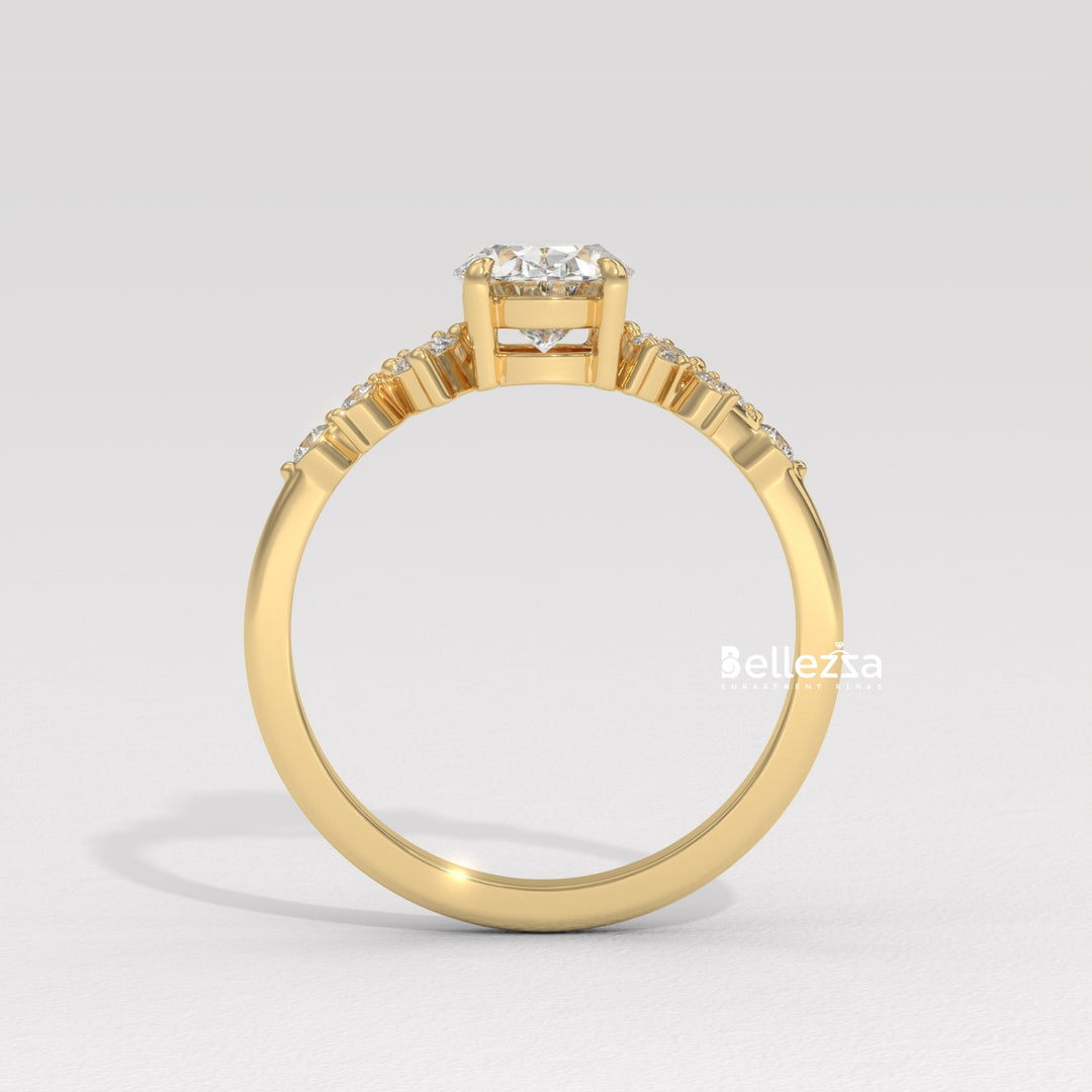 1.50-2.50CT Oval Diamond Cluster Setting Lab Grown Engagement Ring