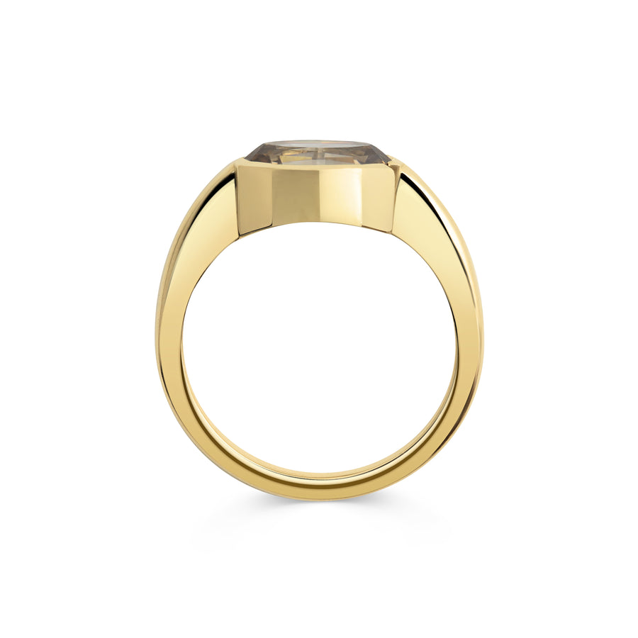 1.50CT East-West Brown Oval Step Cut Bezel Setting Lab Grown Ring