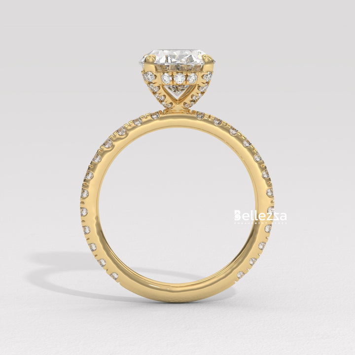 1.50-2.50CT Oval Cut CVD Diamond Pave Setting Engagement Ring
