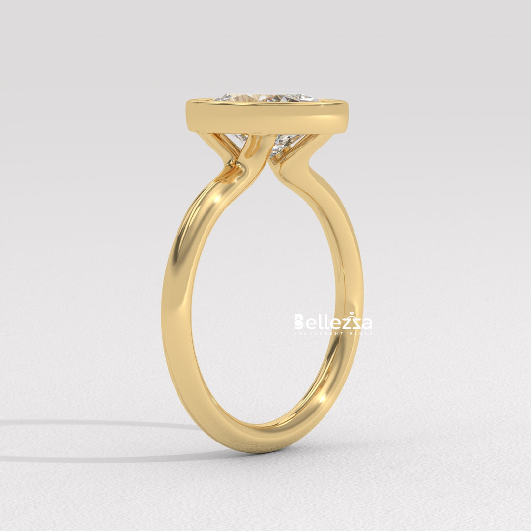 1.50-2.50CT Oval Diamond Bezel Setting Lab Grown Engagement Ring