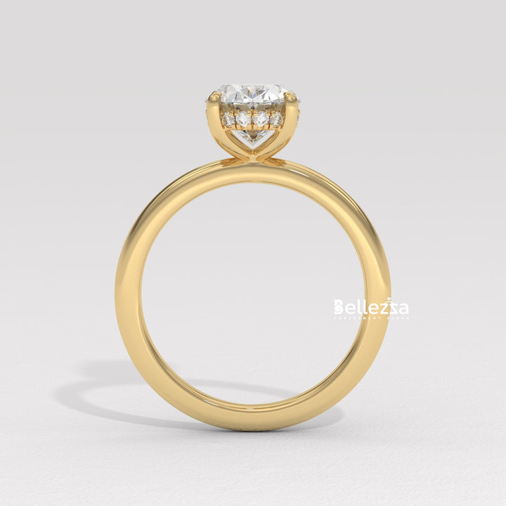 1.0-2.0CT Oval Cut Hidden Halo Lab Grown Engagement Ring